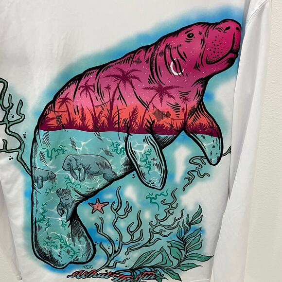 What The Fin Women's SM Chubby Mermaid Manatee Long Sleeve Swim Shirt - Picture 5 of 6